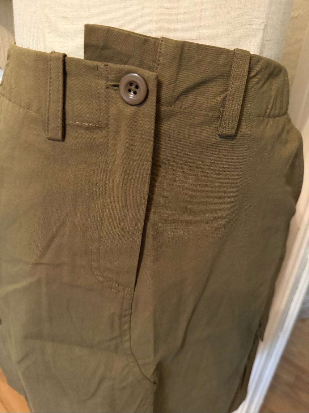 Olive Cargo Mini Skirt with Front Slit - Women - Picture 4 of 6